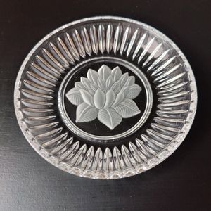 Cut Crystal Trinket Dish with a frosted Lotus 🪷 Flower